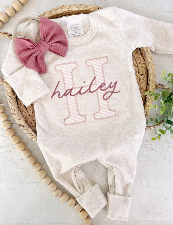 Personalized Baby Girl Romper, Custom Name Baby Shower Gift, Coming Home Outfit - BabiChic