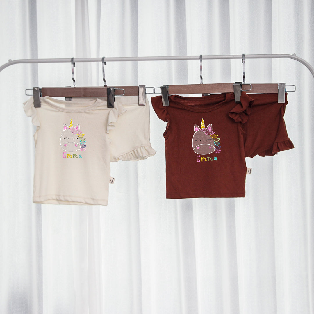 Personalized Fairy Wing Top & Bottom Baby Must Haves, Tshirt & Pants, Embroidered Name For Walking Outfits BabiChic