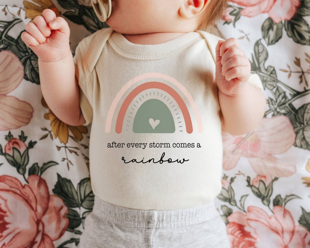 After Every Storm Baby Onesie - Retro Rainbow Baby Bodysuit - Natural Miracle Baby Onesie - BabiChic