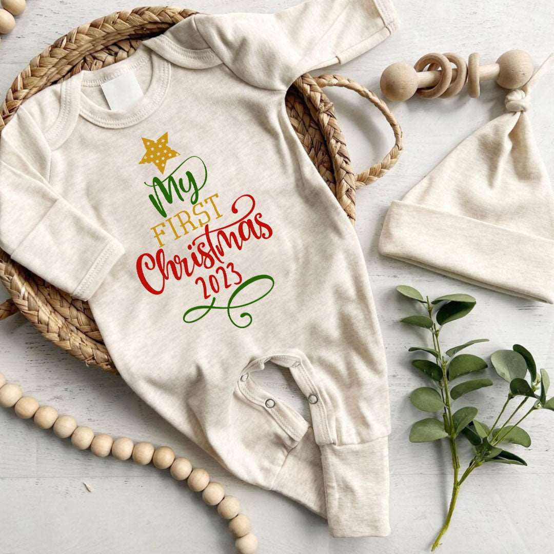 Baby Romper Onesies My First Xmas Tree Coming Home Outfit Gender Neutral Baby Clothes Family Photo Gatherings - BabiChic