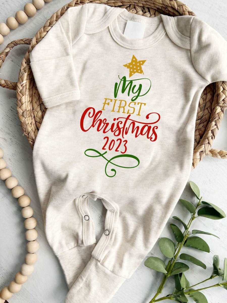 Baby Romper Onesies My First Xmas Tree Coming Home Outfit Gender Neutral Baby Clothes Family Photo Gatherings - BabiChic