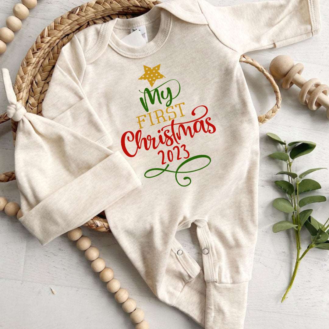 Baby Romper Onesies My First Xmas Tree Coming Home Outfit Gender Neutral Baby Clothes Family Photo Gatherings - BabiChic