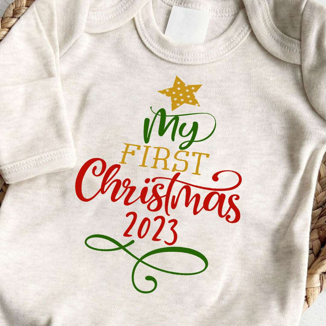 Baby Romper Onesies My First Xmas Tree Coming Home Outfit Gender Neutral Baby Clothes Family Photo Gatherings - BabiChic