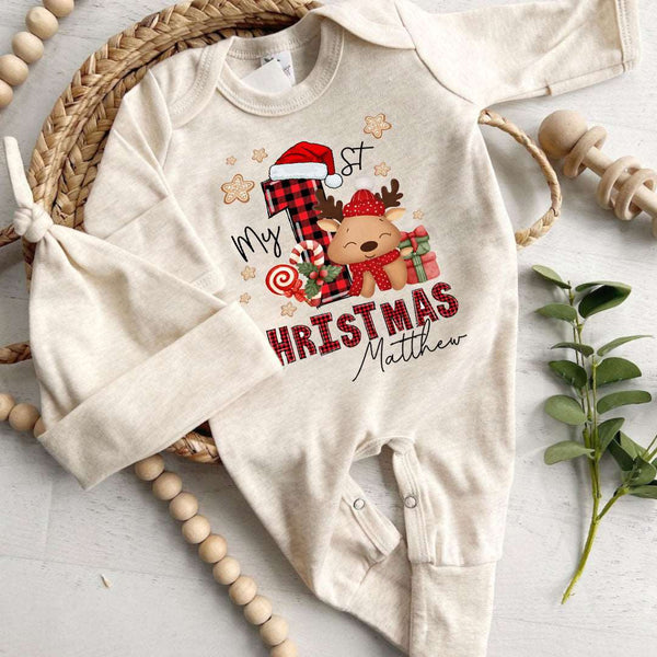 Baby Winter Romper Onesies My First Christmas Outfit Custom Infant Gift For Baby Family Photo Gatherings - BabiChic