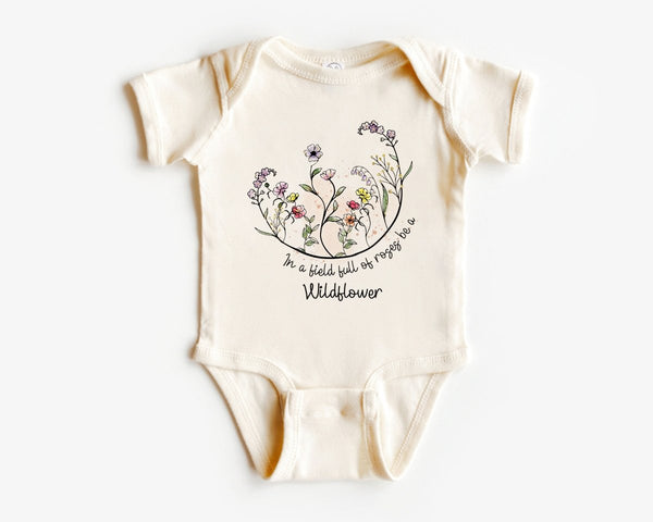 Be A Wildflower Baby Onesie - Boho Flower Bodysuit - Girls Natural Onesie - BabiChic