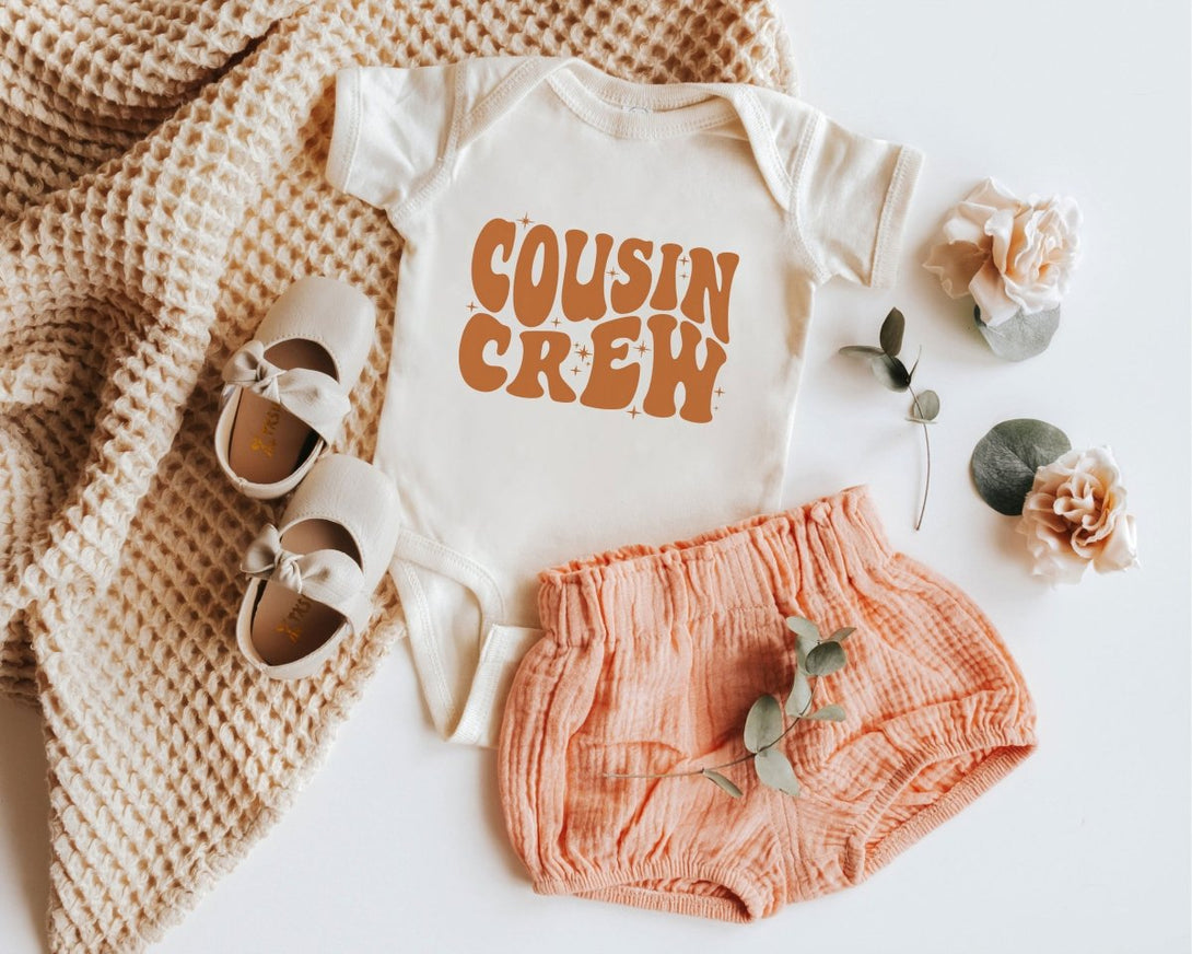 Cousin Crew Baby Onesie - Boho Retro Bodysuit - Cute Cousin Natural Onesie - BabiChic