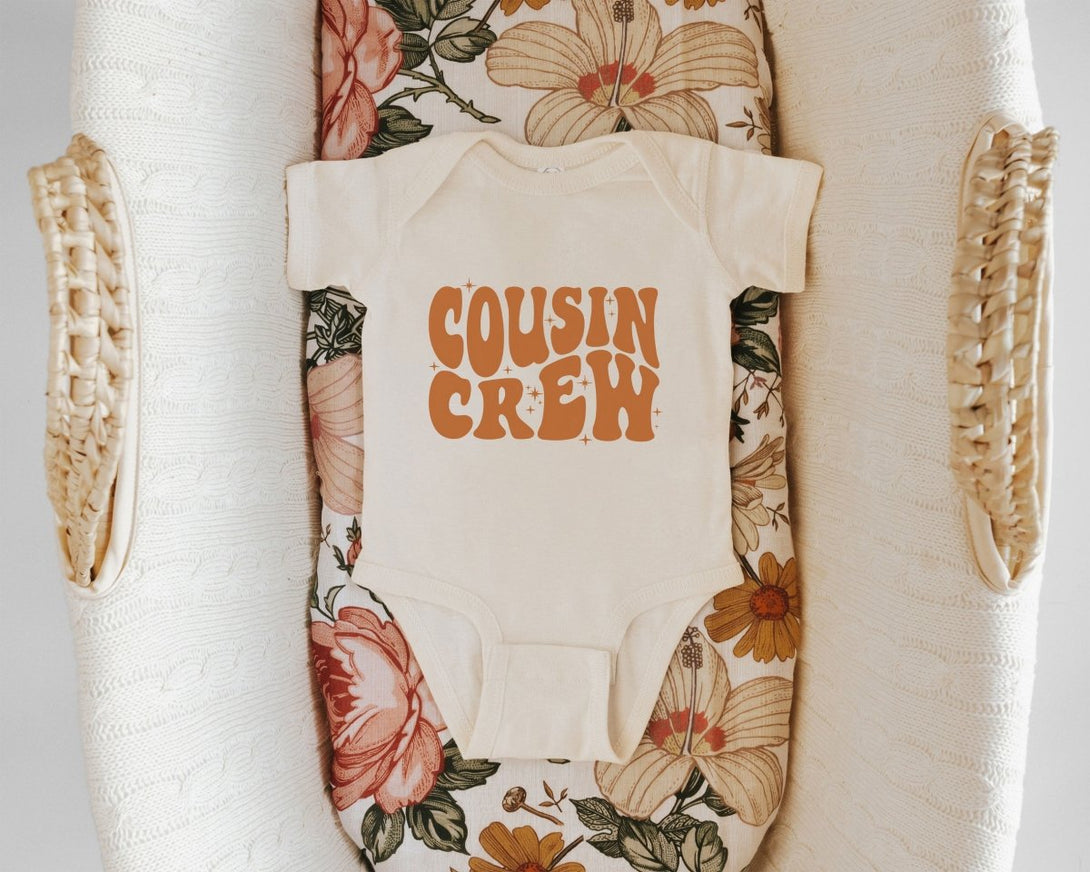 Cousin Crew Baby Onesie - Boho Retro Bodysuit - Cute Cousin Natural Onesie - BabiChic