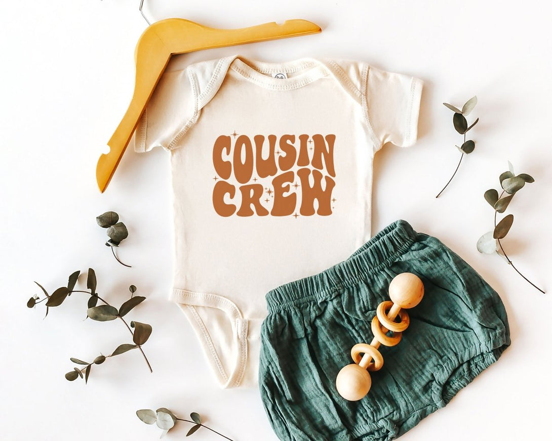 Cousin Crew Baby Onesie - Boho Retro Bodysuit - Cute Cousin Natural Onesie - BabiChic