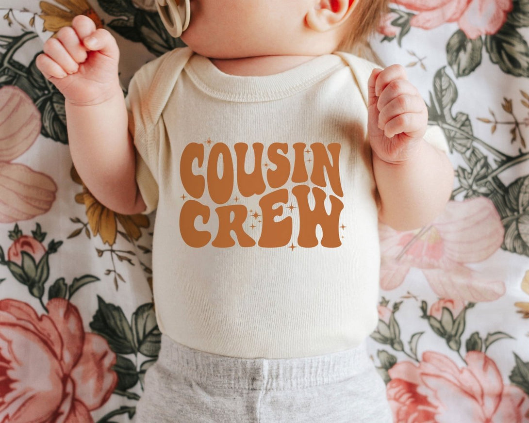 Cousin Crew Baby Onesie - Boho Retro Bodysuit - Cute Cousin Natural Onesie - BabiChic