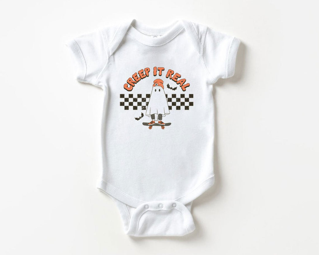 Creep It Real Baby Onesie - Retro Halloween Bodysuit - Ghost Natural Baby Onesie - BabiChic