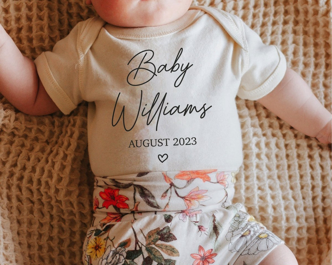 Custom Announcement Baby Onesie - Personalized Bodysuit - Natural Coming Soon Onesie - BabiChic