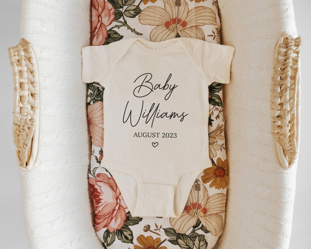 Custom Announcement Baby Onesie - Personalized Bodysuit - Natural Coming Soon Onesie - BabiChic