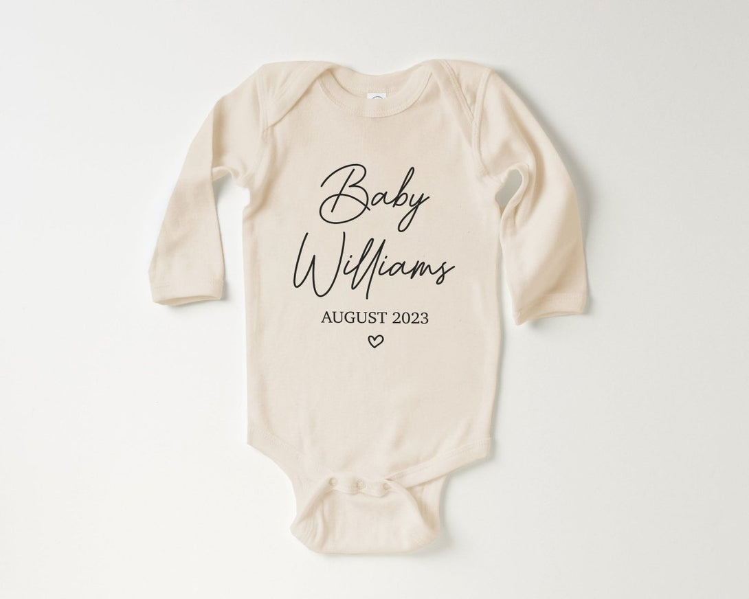 Custom Announcement Baby Onesie - Personalized Bodysuit - Natural Coming Soon Onesie - BabiChic