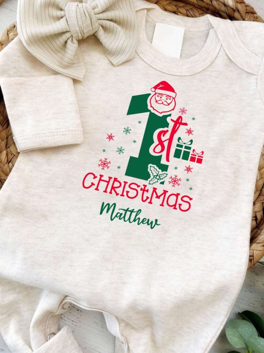 Custom Name My 1st Christmas Romper - Baby's First Christmas Outfit Onesies - BabiChic