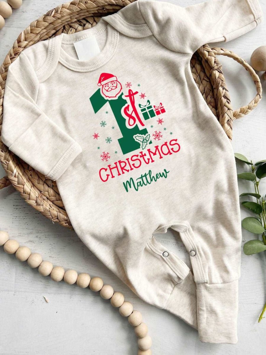 Custom Name My 1st Christmas Romper - Baby's First Christmas Outfit Onesies - BabiChic