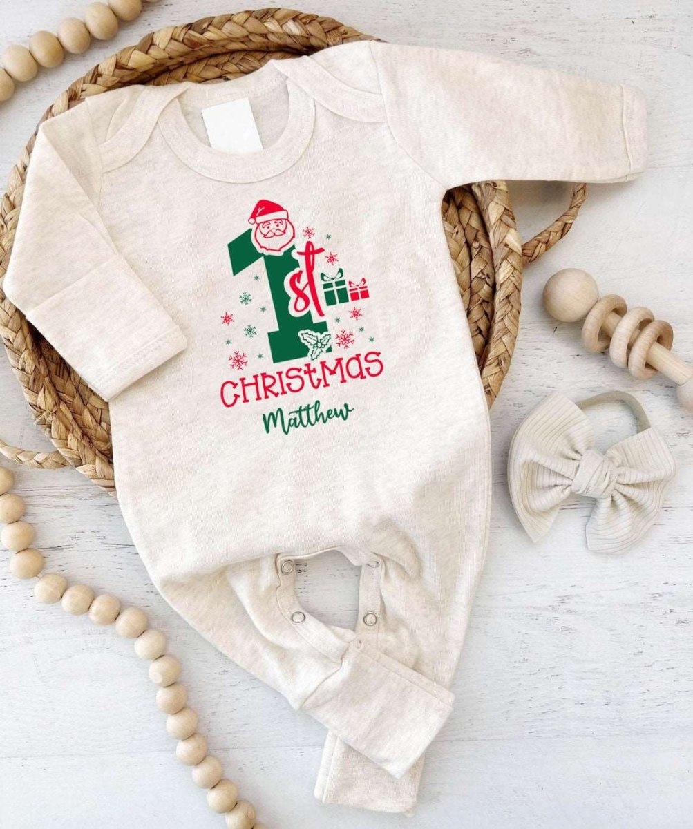 Custom Name My 1st Christmas Romper - Baby's First Christmas Outfit Onesies - BabiChic