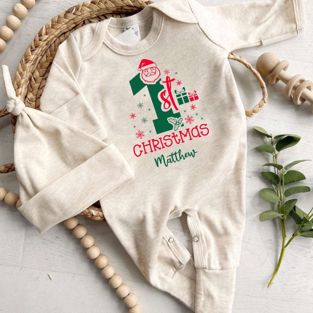 Custom Name My 1st Christmas Romper - Baby's First Christmas Outfit Onesies - BabiChic