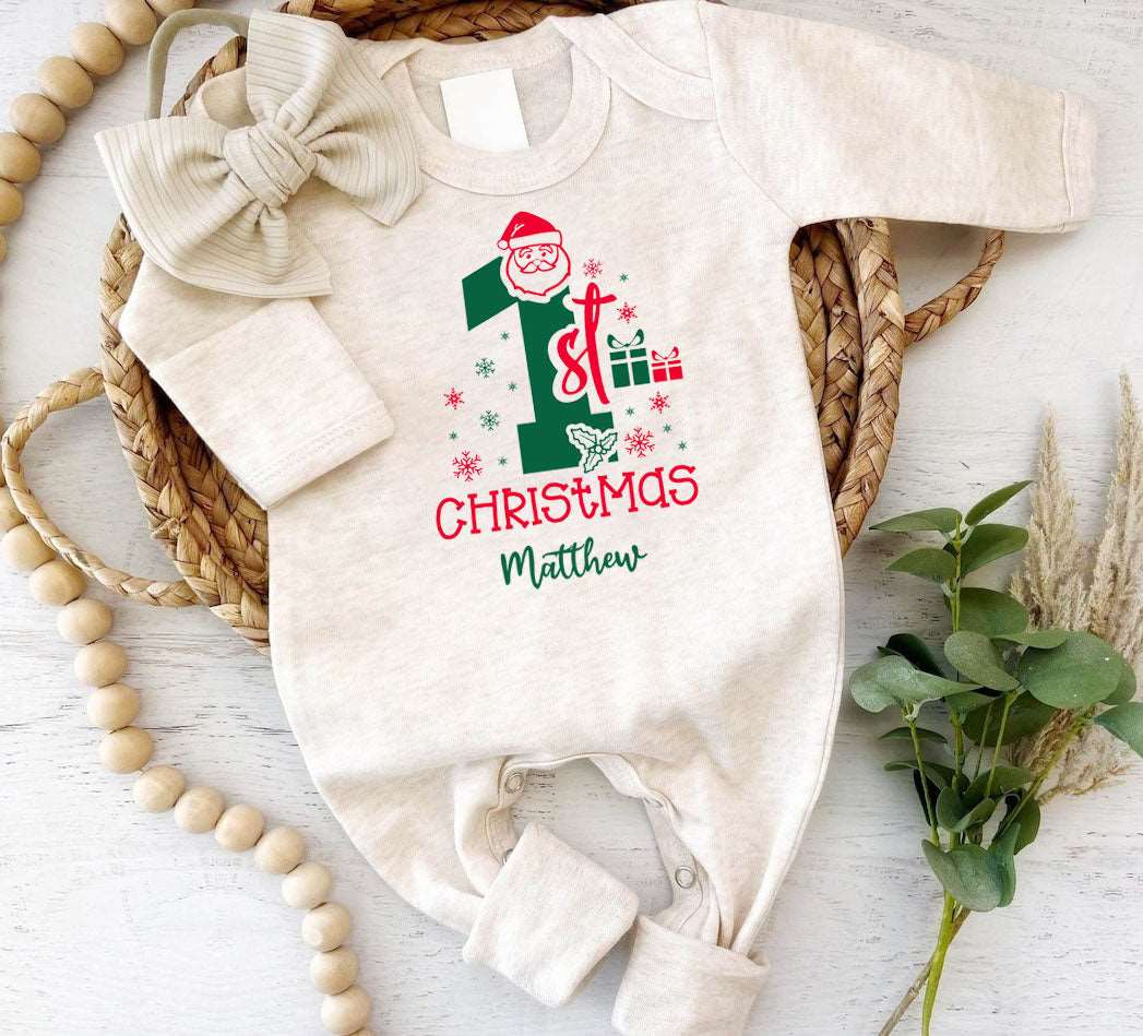 Custom Name My 1st Christmas Romper - Baby's First Christmas Outfit Onesies - BabiChic