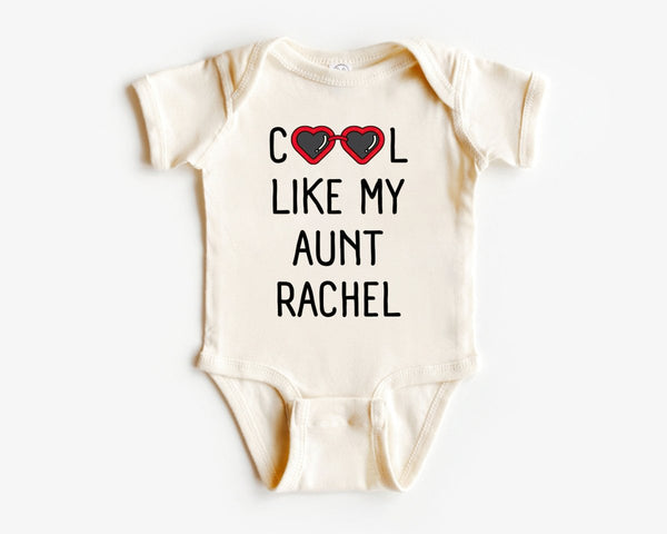 Customized Baby Onesies - Cool Like My Aunt Natural Baby Clothes Announcement Gift for New Auntie - BabiChic