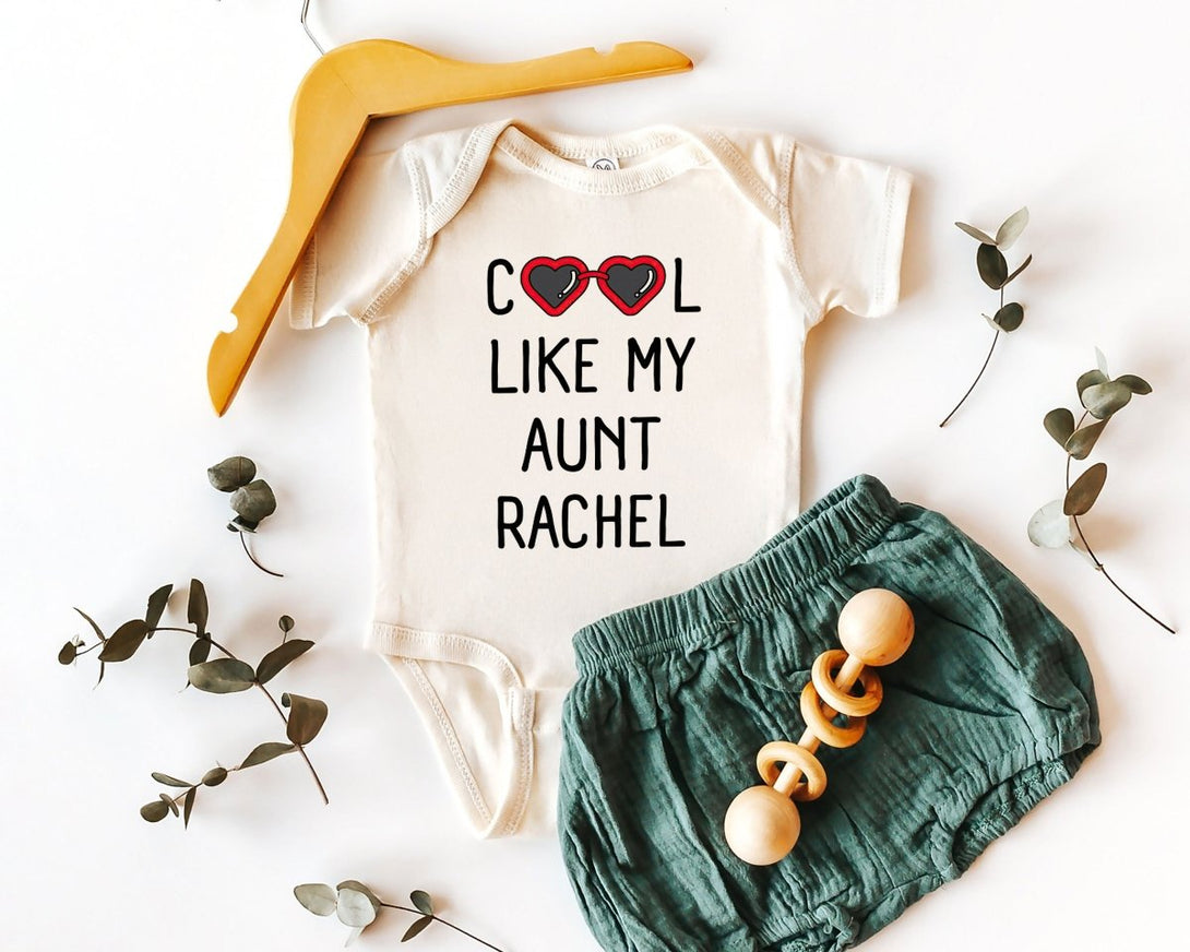 Customized Baby Onesies - Cool Like My Aunt Natural Baby Clothes Announcement Gift for New Auntie - BabiChic