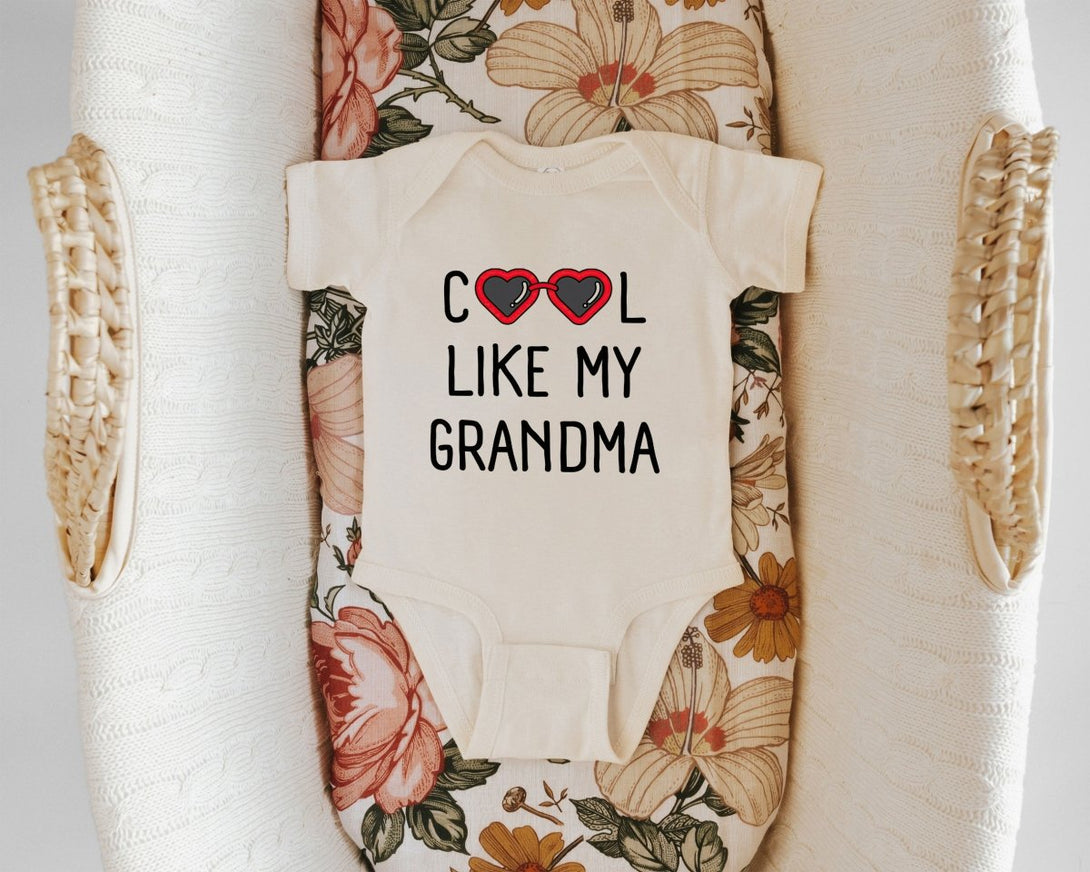 Cute Baby Onesies - Cool Like My Grandma - Unisex Baby Announcement Gift for Grandma Mother's Day - BabiChic