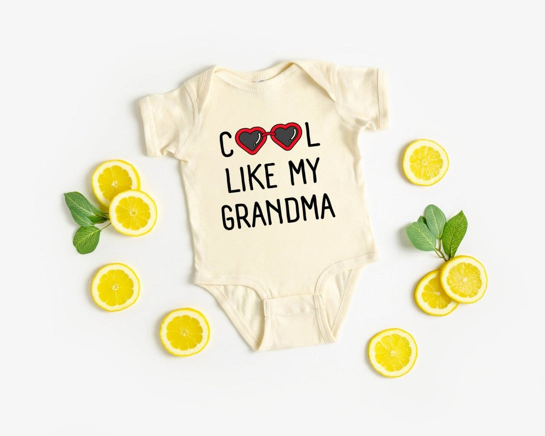 Cute Baby Onesies - Cool Like My Grandma - Unisex Baby Announcement Gift for Grandma Mother's Day - BabiChic