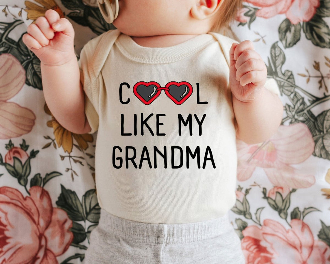 Cute Baby Onesies - Cool Like My Grandma - Unisex Baby Announcement Gift for Grandma Mother's Day - BabiChic