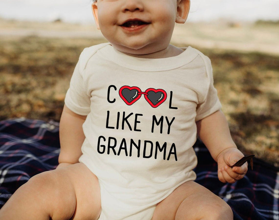 Cute Baby Onesies - Cool Like My Grandma - Unisex Baby Announcement Gift for Grandma Mother's Day - BabiChic