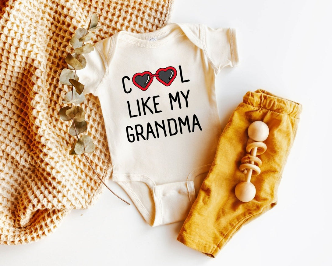 Cute Baby Onesies - Cool Like My Grandma - Unisex Baby Announcement Gift for Grandma Mother's Day - BabiChic