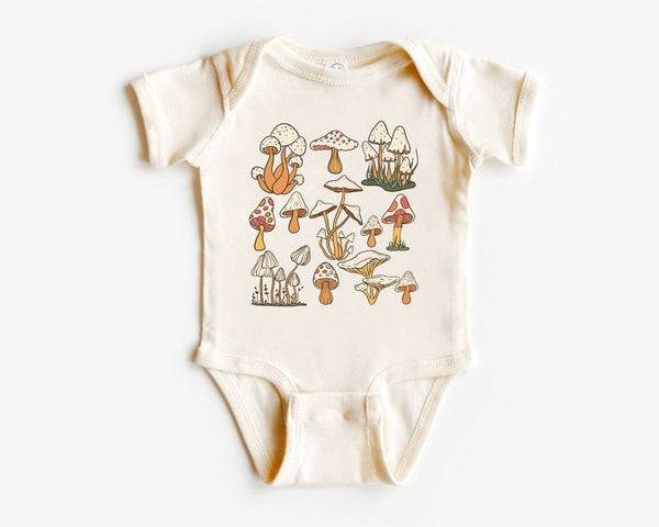 Cute Baby Onesies - Cute Mushroom Neutral Gender - Announcement Newborn Gift for Baby Shower Gift - BabiChic