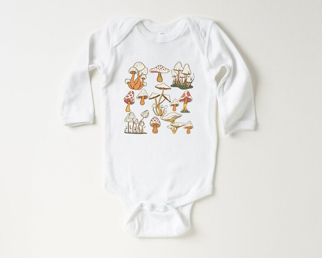 Cute Baby Onesies - Cute Mushroom Neutral Gender - Announcement Newborn Gift for Baby Shower Gift - BabiChic