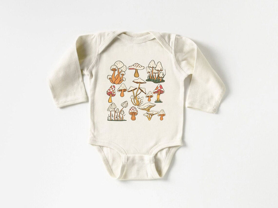 Cute Baby Onesies - Cute Mushroom Neutral Gender - Announcement Newborn Gift for Baby Shower Gift - BabiChic