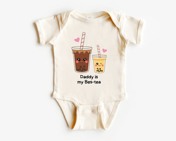 Cute Baby Onesies - Daddy Is My Bes-tea Bodysuit - Custom Baby Unisex Clothes - Announcement Gift for Dad - BabiChic