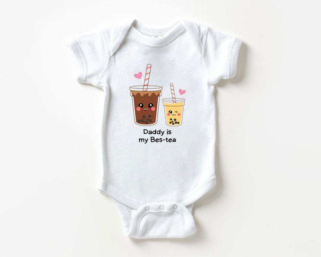 Cute Baby Onesies - Daddy Is My Bes-tea Bodysuit - Custom Baby Unisex Clothes - Announcement Gift for Dad - BabiChic