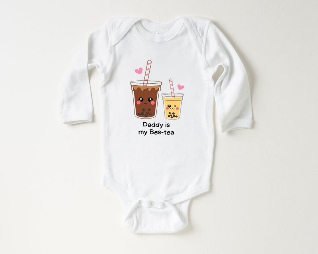 Cute Baby Onesies - Daddy Is My Bes-tea Bodysuit - Custom Baby Unisex Clothes - Announcement Gift for Dad - BabiChic