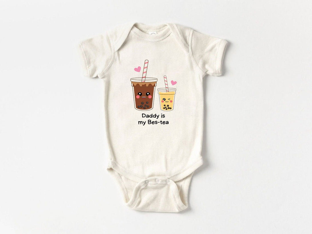 Cute Baby Onesies - Daddy Is My Bes-tea Bodysuit - Custom Baby Unisex Clothes - Announcement Gift for Dad - BabiChic