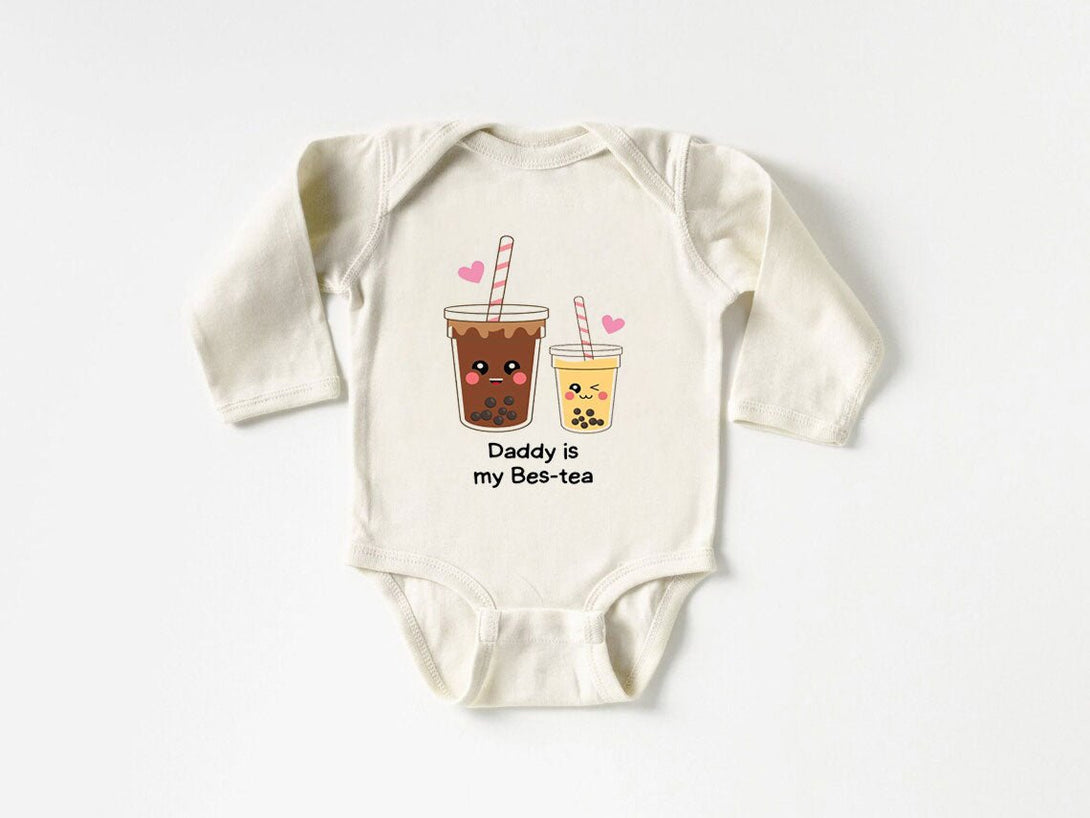 Cute Baby Onesies - Daddy Is My Bes-tea Bodysuit - Custom Baby Unisex Clothes - Announcement Gift for Dad - BabiChic