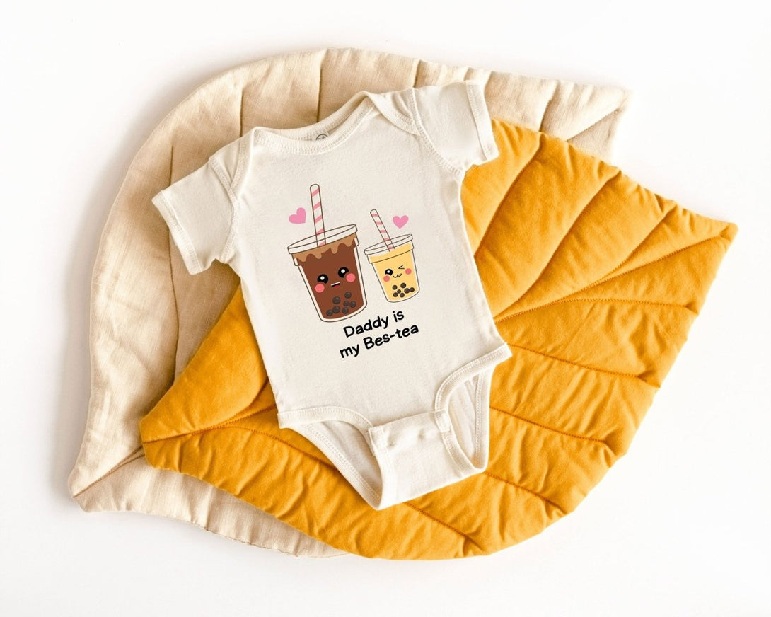 Cute Baby Onesies - Daddy Is My Bes-tea Bodysuit - Custom Baby Unisex Clothes - Announcement Gift for Dad - BabiChic