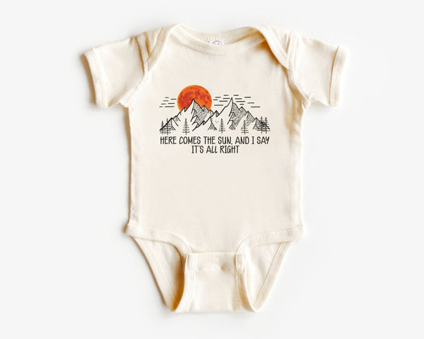 Here Comes The Sun Baby Onesie - Boho Song Lyrics Bodysuit - Cute Natural Onesie - BabiChic