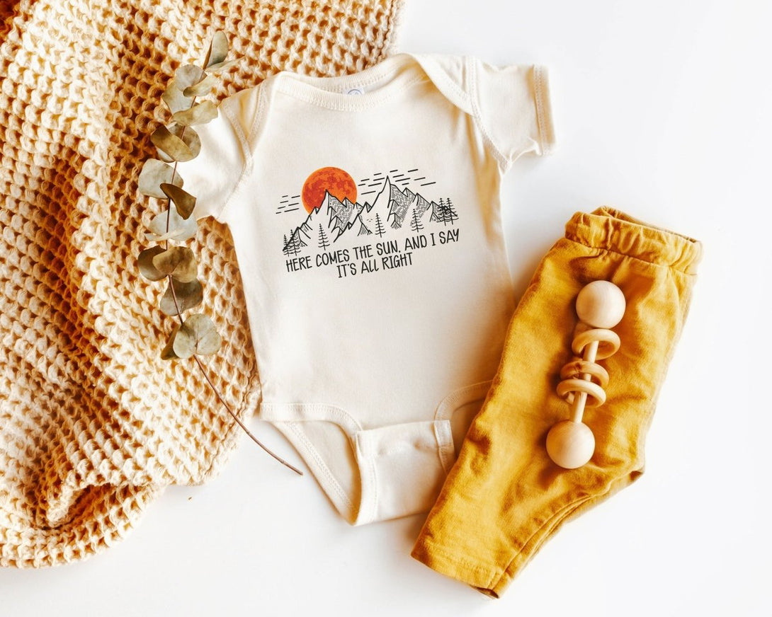 Here Comes The Sun Baby Onesie - Boho Song Lyrics Bodysuit - Cute Natural Onesie - BabiChic