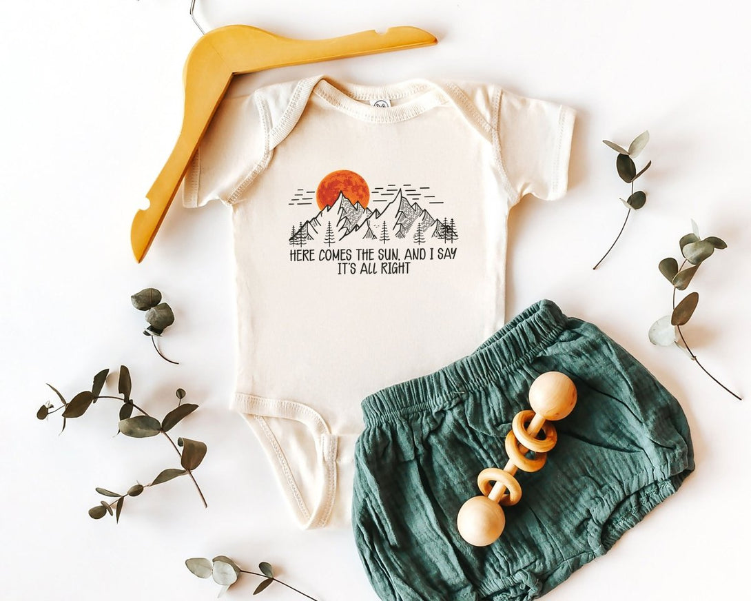 Here Comes The Sun Baby Onesie - Boho Song Lyrics Bodysuit - Cute Natural Onesie - BabiChic