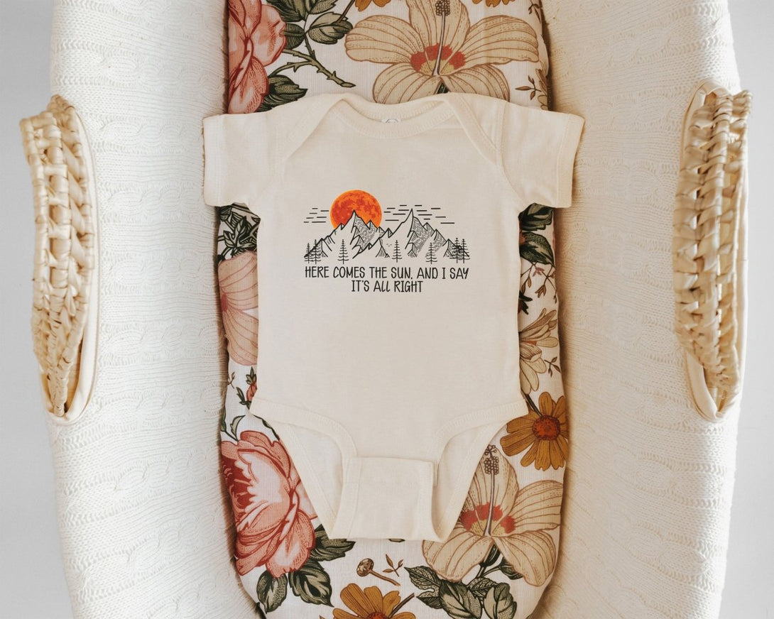 Here Comes The Sun Baby Onesie - Boho Song Lyrics Bodysuit - Cute Natural Onesie - BabiChic