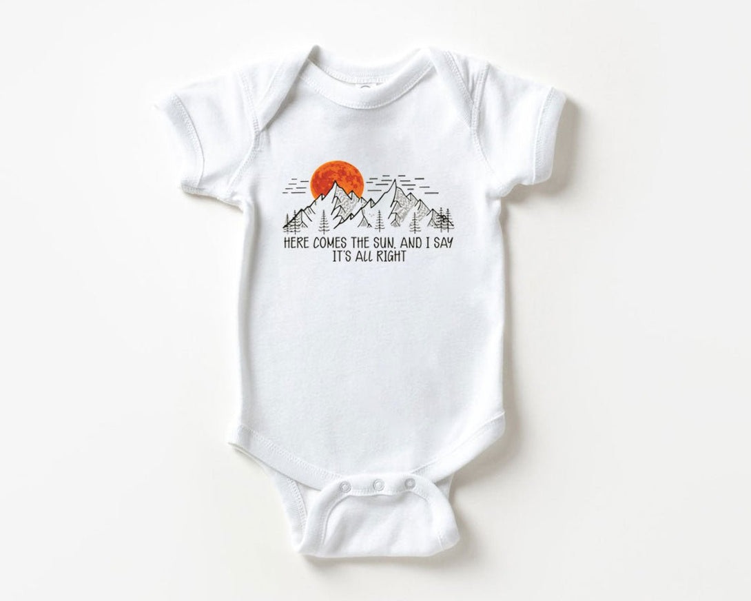 Here Comes The Sun Baby Onesie - Boho Song Lyrics Bodysuit - Cute Natural Onesie - BabiChic