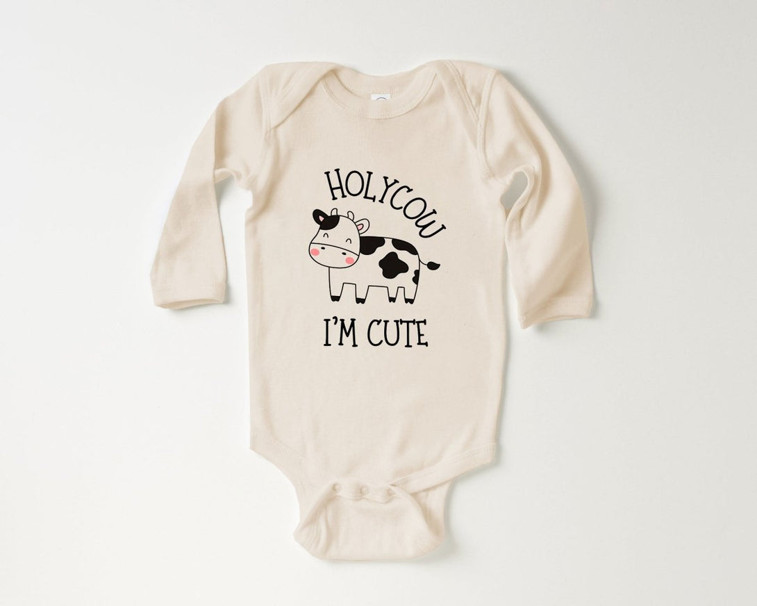 Holy Cow Baby Onesies - Cute Farm Funny - New To The Herd Animal Baby Shower Gift - BabiChic