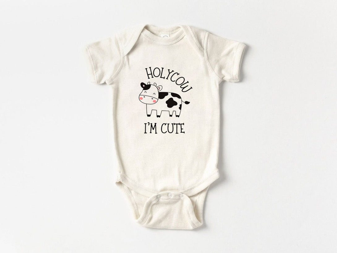 Holy Cow Baby Onesies - Cute Farm Funny - New To The Herd Animal Baby Shower Gift - BabiChic