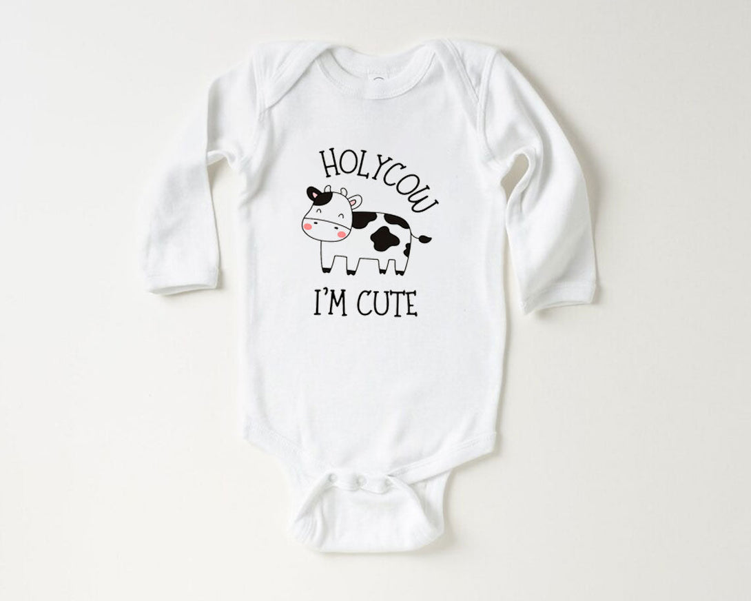 Holy Cow Baby Onesies - Cute Farm Funny - New To The Herd Animal Baby Shower Gift - BabiChic