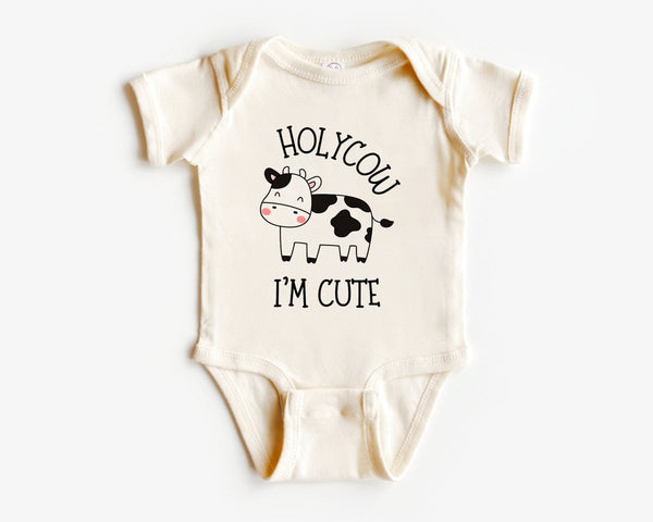 Holy Cow Baby Onesies - Cute Farm Funny - New To The Herd Animal Baby Shower Gift - BabiChic