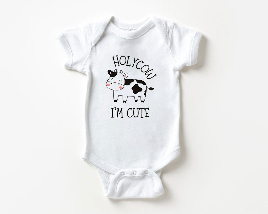 Holy Cow Baby Onesies - Cute Farm Funny - New To The Herd Animal Baby Shower Gift - BabiChic