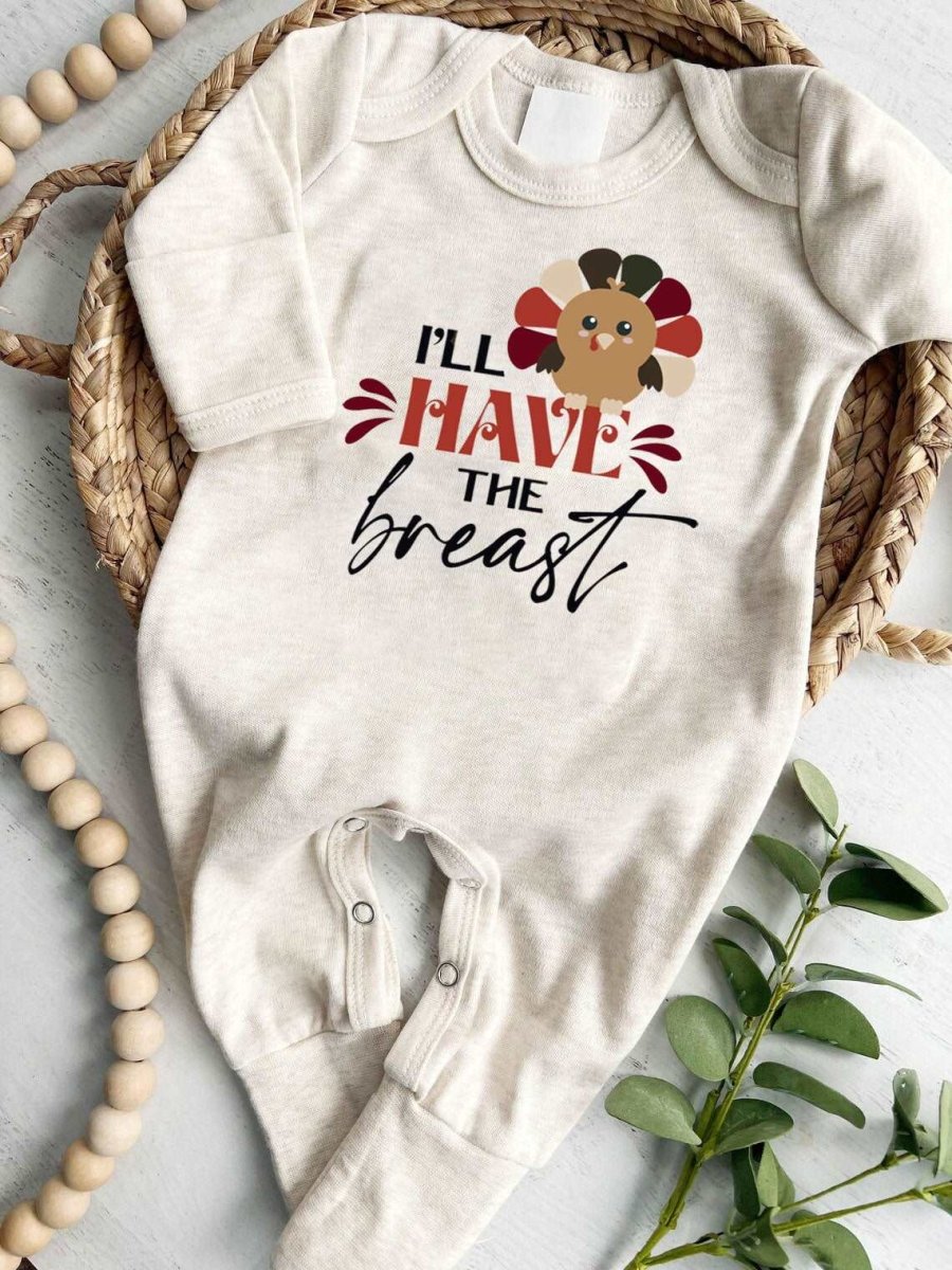 I'll Just Have The Breast Romper – My First Thanksgiving Cute Gender Neutral Baby Romper - BabiChic