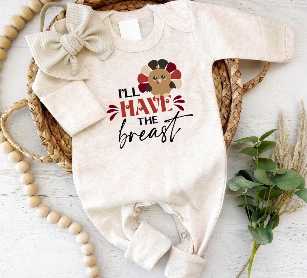 I'll Just Have The Breast Romper – My First Thanksgiving Cute Gender Neutral Baby Romper - BabiChic